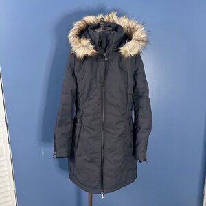 Rainforest RFT Thick Puffer Winter Jacket Coat Parka Faux Fur Womens Small Gray